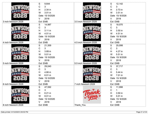 Newsom 2028 American Flag Embroidery Design – Political Election Machine Embroidery File Embroidery/Applique DESIGNS PatternFeed8 