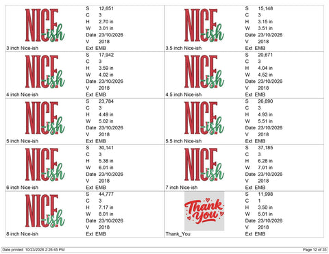 Nice Ish Christmas Embroidery Design – Funny Naughty Nice Holiday Saying Machine Embroidery File Embroidery/Applique DESIGNS PatternFeed8 