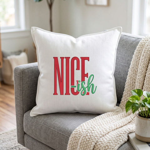 Nice Ish Christmas Embroidery Design – Funny Naughty Nice Holiday Saying Machine Embroidery File Embroidery/Applique DESIGNS PatternFeed8 