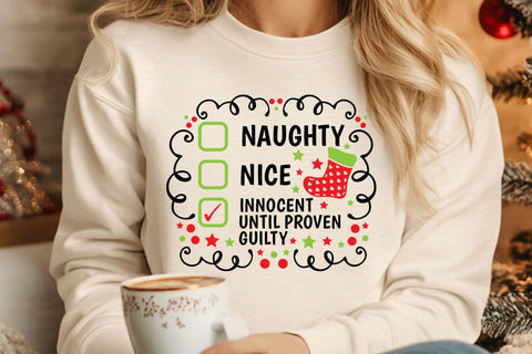 Nice Naughty Innocent Until Proven Guilty| Funny Christmas SVG Cutting Files. SVG CosmosFineArt 