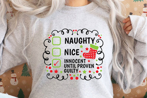 Nice Naughty Innocent Until Proven Guilty| Funny Christmas SVG Cutting Files. SVG CosmosFineArt 