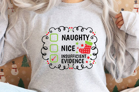 Nice Naughty Insufficient Evidence| Funny Christmas Checklist SVG Cutting Files. SVG CosmosFineArt 