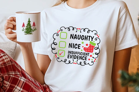 Nice Naughty Insufficient Evidence| Funny Christmas Checklist SVG Cutting Files. SVG CosmosFineArt 