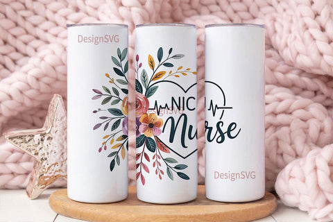 NICU Nurse Floral 20oz Tumbler Wrap Sublimation DesignSVG 