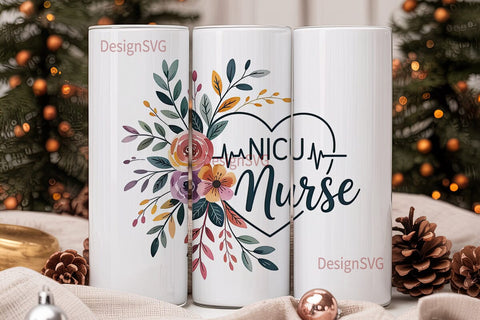 NICU Nurse Floral 20oz Tumbler Wrap Sublimation DesignSVG 