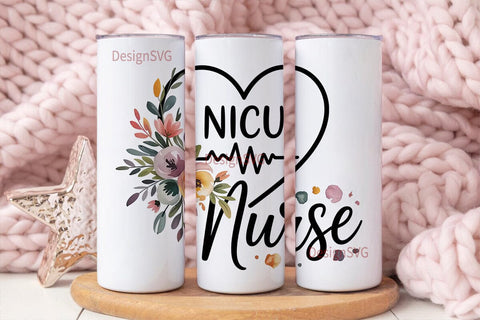 NICU Nurse Floral 20oz Tumbler Wrap Sublimation DesignSVG 
