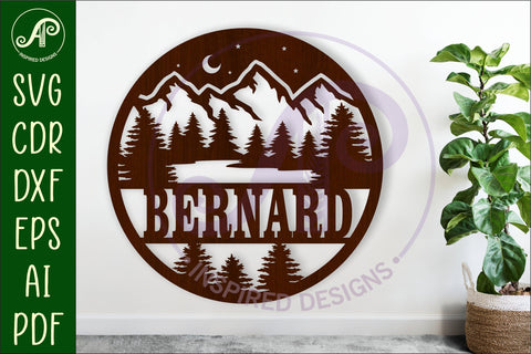 Night forest name sign svg laser SVG APInspireddesigns 