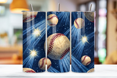 Night Game Baseball Seamless Tumbler Wrap, Stadium Light Shadow Effects, seamless night sublimation, game day design, baseball shadow effects, stadium light glow, dramatic sports wrap, 20oz skinny tumbler Sublimation FloridPrintables 