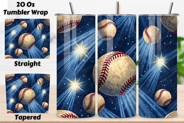 Night Game Baseball Seamless Tumbler Wrap, Stadium Light Shadow Effects, seamless night sublimation, game day design, baseball shadow effects, stadium light glow, dramatic sports wrap, 20oz skinny tumbler Sublimation FloridPrintables 