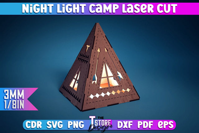 Night Light Camp | 3D Lantern Paper Cut | Night Lights SVG The T Store Design 