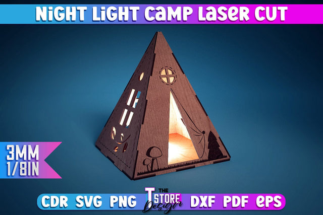 Night Light Camp | 3D Lantern Paper Cut | Night Lights SVG The T Store Design 