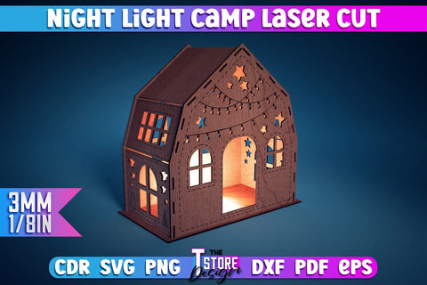 Night Light Camp | 3D Lantern Paper Cut | Night Lights SVG The T Store Design 