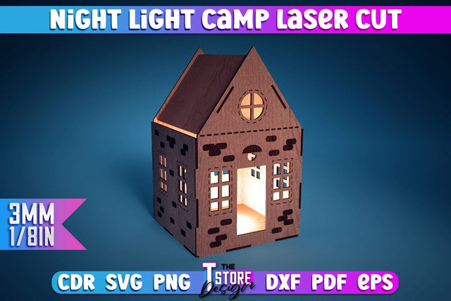 Night Light Camp | 3D Lantern Paper Cut | Night Lights SVG The T Store Design 