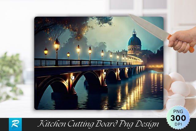 Night Light in Vintage Bridge Cutting Board Sublimation Regulrcrative 