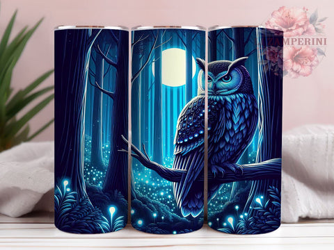 Night OWL 20 oz Skinny Tumbler Sublimation Design, Straight & Tapered Tumbler Png, Full Moon Owl Tumbler Png, Digital Download PNG Sublimation Li Zamperini 