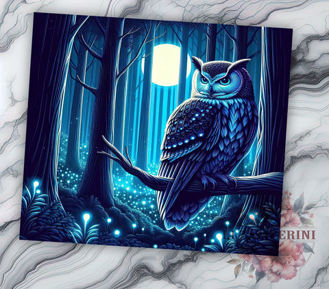 Night OWL 20 oz Skinny Tumbler Sublimation Design, Straight & Tapered Tumbler Png, Full Moon Owl Tumbler Png, Digital Download PNG Sublimation Li Zamperini 