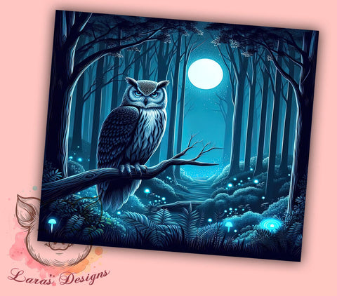 Night Owl 20 oz Skinny Tumbler Sublimation Design, Straight & Tapered Tumbler Png, Owl Moon Tumbler Png, Digital Download PNG Sublimation Lara' s Designs 