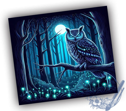 Night OWL 20oz Skinny Tumbler PNG, Owl Moon Tumbler Sublimation Wrap, Straight & Tapered Tumbler Wrap, Instant Digital Download Sublimation ToriDesigns 