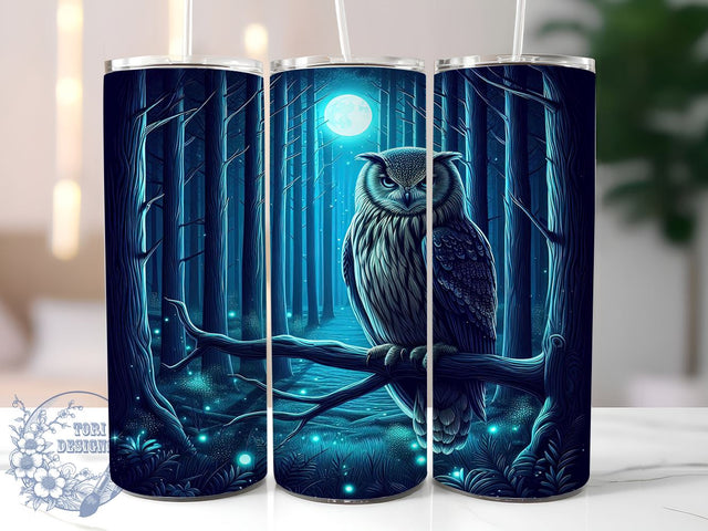 Night OWL 20oz Skinny Tumbler PNG, Owl Moon Tumbler Sublimation Wrap, Straight & Tapered Tumbler Wrap, Instant Digital Download Sublimation ToriDesigns 