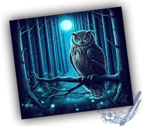 Night OWL 20oz Skinny Tumbler PNG, Owl Moon Tumbler Sublimation Wrap, Straight & Tapered Tumbler Wrap, Instant Digital Download Sublimation ToriDesigns 