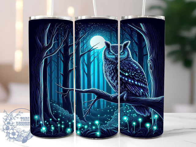 Night OWL 20oz Skinny Tumbler PNG, Owl Moon Tumbler Sublimation Wrap, Straight & Tapered Tumbler Wrap, Instant Digital Download Sublimation ToriDesigns 