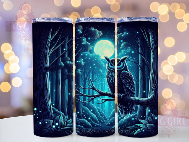 Night Owl 20oz Tumbler Wrap Sublimation Design, Straight Tapered Tumbler Wrap, Owl in Moon Tumbler Png, Instant Digital Download Sublimation SvggirlplusArt 