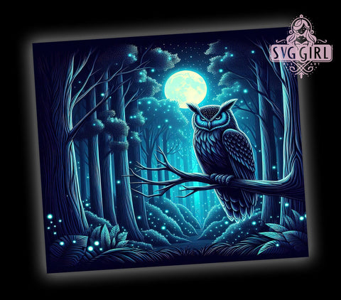 Night Owl 20oz Tumbler Wrap Sublimation Design, Straight Tapered Tumbler Wrap, Owl in Moon Tumbler Png, Instant Digital Download Sublimation SvggirlplusArt 
