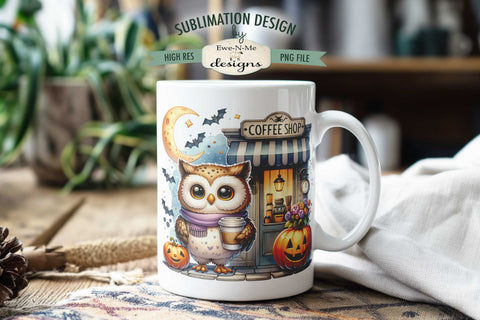 Night Owl Coffee | Cute Halloween Owl 11 & 15 oz Mug Sublimation Sublimation Ewe-N-Me Designs 