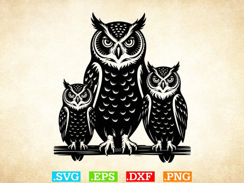 Night Owl SVG Bundle, Owl Bird Clipart, Owl Silhouette, Screech Owl Svg, Forest Scene Svg SVG Creativeart88 