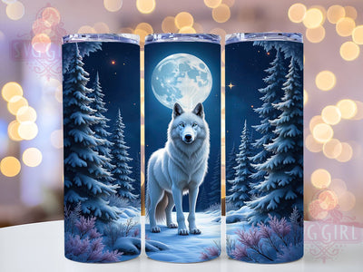 Night Scene Winter Wolf 20oz Tumbler Wrap, Night Scene Tumbler, Sublimation Tumbler, 20oz Tumbler Wrap, Wildlife Tumbler, Snowy Landscape Tumbler, Personalized Tumbler Sublimation SvggirlplusArt 