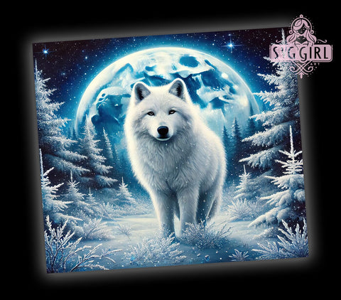 Night Scene Winter Wolf 20oz Tumbler Wrap, Night Scene Tumbler, Sublimation Tumbler, 20oz Tumbler Wrap, Wildlife Tumbler, Snowy Landscape Tumbler, Personalized Tumbler Sublimation SvggirlplusArt 