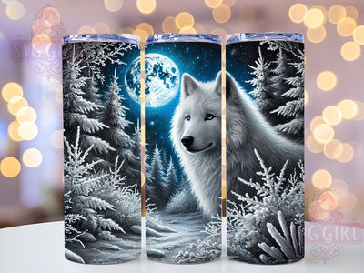 Night Scene Winter Wolf 20oz Tumbler Wrap, Night Scene Tumbler, Sublimation Tumbler, 20oz Tumbler Wrap, Wildlife Tumbler, Snowy Landscape Tumbler, Personalized Tumbler Sublimation SvggirlplusArt 