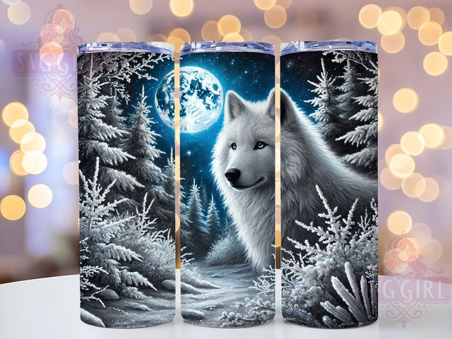 Night Scene Winter Wolf 20oz Tumbler Wrap, Night Scene Tumbler, Sublimation Tumbler, 20oz Tumbler Wrap, Wildlife Tumbler, Snowy Landscape Tumbler, Personalized Tumbler Sublimation SvggirlplusArt 