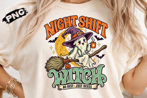 Night Shift Witch Halloween Nurse PNG SVG DesignDestine 