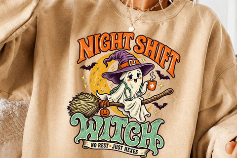 Night Shift Witch Halloween Nurse PNG SVG DesignDestine 