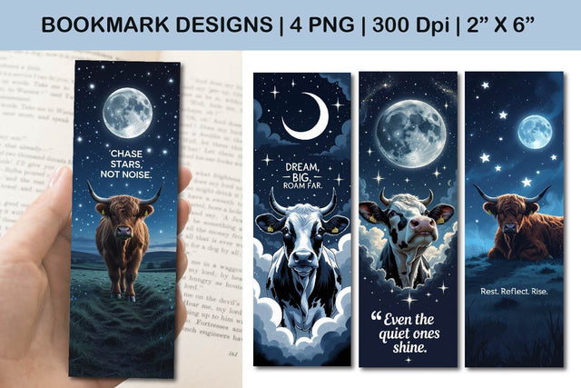 Night sky bookmark design, moonlight bookmark design Sublimation Paper Switch 