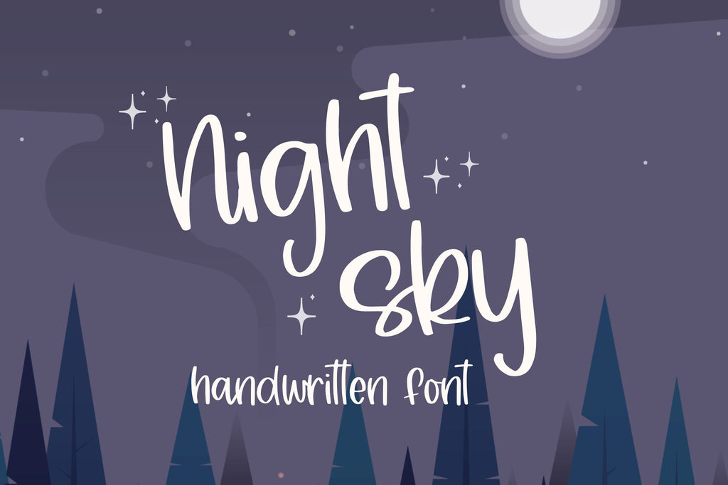 Night Sky, Cute Handwritten Font - So Fontsy