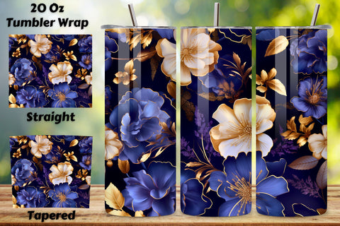 Night Sky Floral Mirage Tumbler Wrap, 3D Seamless PNG Sublimation FloridPrintables 