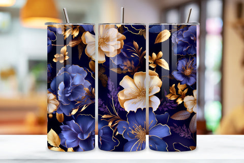 Night Sky Floral Mirage Tumbler Wrap, 3D Seamless PNG Sublimation FloridPrintables 