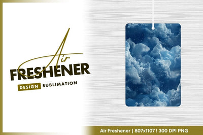 Night Sky with Fluffy Clouds and Sparkling Stars in Shades of Blue Sublimation Regulrcrative 
