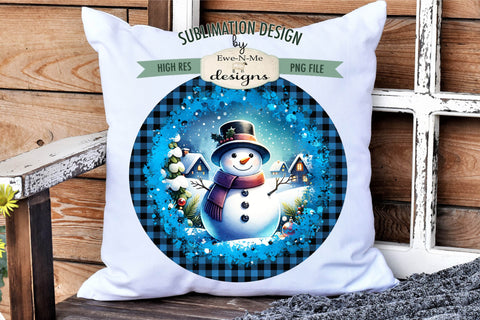Night Snowman Blue Wind Spinner Sublimation Design Sublimation Ewe-N-Me Designs 