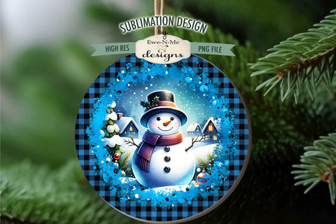 Night Snowman Blue Wind Spinner Sublimation Design Sublimation Ewe-N-Me Designs 