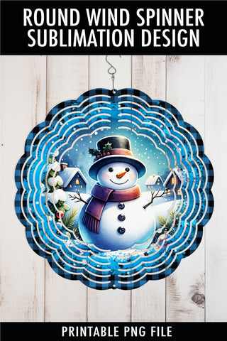 Night Snowman Blue Wind Spinner Sublimation Design Sublimation Ewe-N-Me Designs 