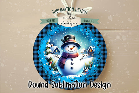 Night Snowman Blue Wind Spinner Sublimation Design Sublimation Ewe-N-Me Designs 