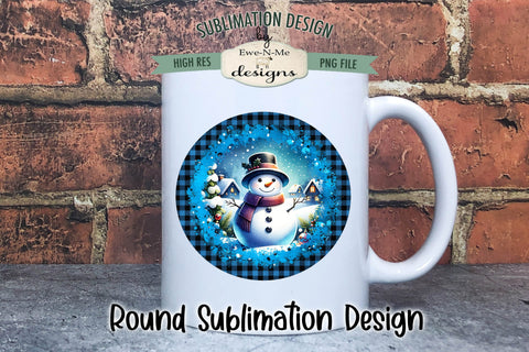 Night Snowman Blue Wind Spinner Sublimation Design Sublimation Ewe-N-Me Designs 
