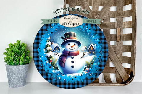 Night Snowman Blue Wind Spinner Sublimation Design Sublimation Ewe-N-Me Designs 