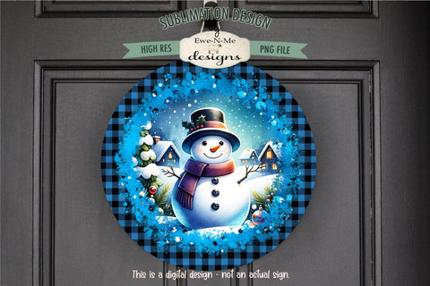Night Snowman Blue Wind Spinner Sublimation Design Sublimation Ewe-N-Me Designs 