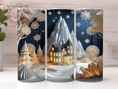 Nighttime 3D Christmas Holiday Tumbler, Holiday Sublimation Design, Festive Cup Art, 20oz Xmas Tumbler, Whimsical Night Mug, Stylish Christmas Cup, Cozy Holiday Wrap Sublimation Lara' s Designs 
