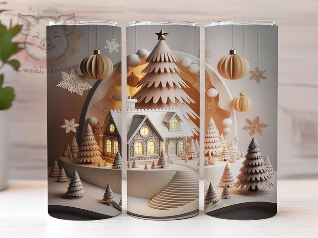 Nighttime 3D Christmas Holiday Tumbler, Holiday Sublimation Design, Festive Cup Art, 20oz Xmas Tumbler, Whimsical Night Mug, Stylish Christmas Cup, Cozy Holiday Wrap Sublimation Lara' s Designs 