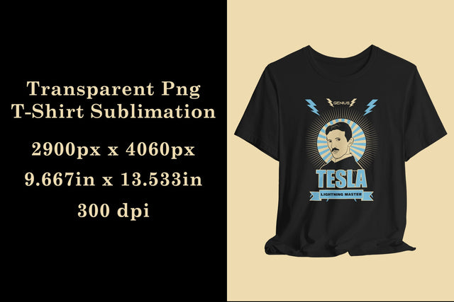 Nikola Tesla - Lightning Master - Scientist Inventor Sublimation Karma Genie Graphics 